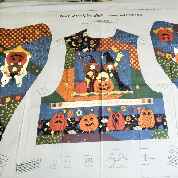 Cranston Leslie Beck Which Witch & The Who Halloween Vest Fabric Panels - Picture 1 of 13
